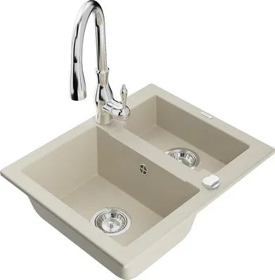 Produktbild von Mexen Carlos 1,5-Becken-Granitspüle mit Mischbatterie Savita, Beige - 6518-69-672601-00