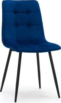 Produktbild von NEW HOME Stuhl PARMA Esszimmerstuhl gepolsterter Wohnzimmerstuhl mit Steppung - dunkelblau - moderne Samt Velours Möbel