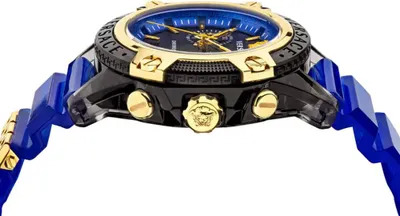 A close-up side view of a luxury watch.