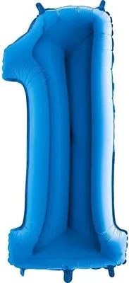 Zdjęcie produktu dla Balon Foliowy Cyfra 1 Niebieska - 102 cm Grabo