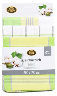 Immagine prodotto di Set di 3 strofinacci - Verde - Bianco - Cotone - 50 x 70 cm