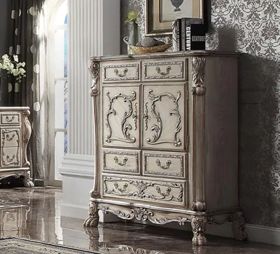 Image de Commode baroque Armoire de luxe Commodes Armoire Étagère Console Meubles Argent Étagères