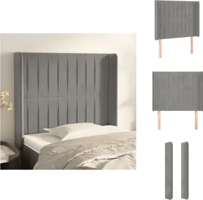 Produktbild von vidaXL Kopfteil mit Ohren Hellgrau 93x16x118/128 cm Samt -  Kopf- & Fußenden
