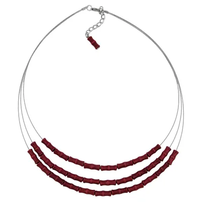 Produktbild von Kette Drahtkette 3-fach Knochenperle rot-schwarz Kunststoffperlen 50cm rot 5mm