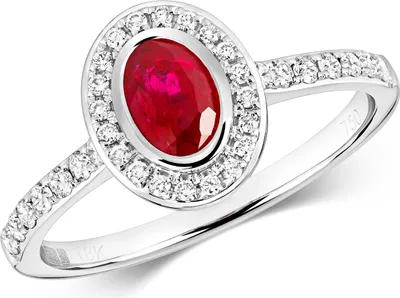 Produktbild von 9 Karat (375) Weißgold Cluster Damen - Diamant Ring Brillant-Schliff 0.26 Karat H - I1 mit Rubin, 54 (17.2); TRS14847RSN
