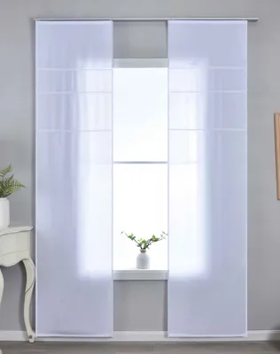 Produktbild von 2er Set Halbtransparente Schiebegardinen mit Paneelwagen HxB 245x60 cm Weiß »Leipzig« Kettenmuster lichtdurchlässig elegante Struktur  202450P-2
