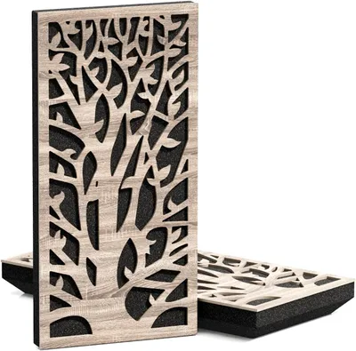 Obrázek produktu pro Balení 4 kusů – Tenký akustický panel K2 pro absorbci zvuku | 50x25 cm | Reflexe | Tloušťka: 53 mm | Barva: Sonoma
