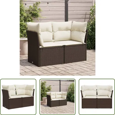 Produktbild von The Living Store Gartensofa mit Kissen 2-Sitzer Braun Poly Rattan