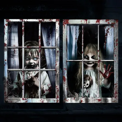 Halloween Fensterbilder, 2 Stück, Geister, 120x80 cm
