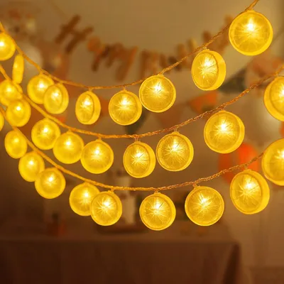 Lichterkette Zitronenform 3 m 20 LED batteriebetrieben gelb