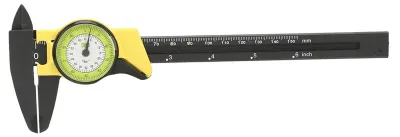 Obrázek produktu pro 0–150 mm plastové měřidlo s noniem, brzdový třmen, pravítko, měřicí přístroj (žluté)
