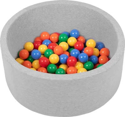 Produktbild von Selonis bällebad bällepool für baby kinder 70x30cm/150 bälle rund, hellgrau: gelb/grün/blau/rot/orange