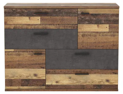 Image de Commode Sideboard SKIVE optique Old Wood Vintage / optique béton gris foncé