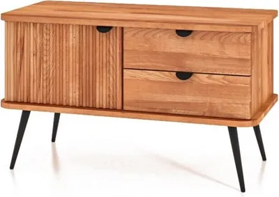 Produktbild von Kommode Tula Kernbuche massiv 97x46x57 mit 2 Schubladen 1 Tür Riffelfront