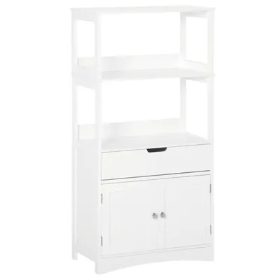 Produktbild von Badezimmerschrank – Standschrank mit Stauraum – Multifunktionaler Schrank – Geeignet für Badezimmer und Schlafzimmer – 60 x 33 x 122,5 cm – Weiß