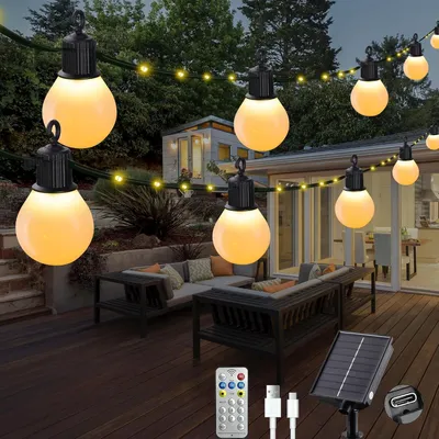 Solar-Lichterkette 10 m, 100 LED, warmweiß, mit Fernbedienung, IP65