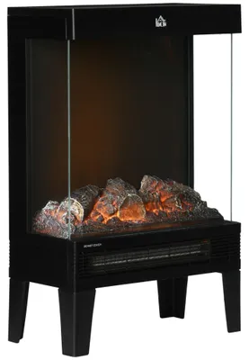 Produktbild von Elektrischer Kamin mit LED-Flamme, 1000/2000 W, Schwarz