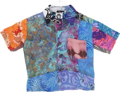 Produktbild von Batik Patchwork Upcycling Kinderhemd, Hippie Sommerhemd - Model 1, Kinder/Baby, Mehrfarbig, Viskose, Größe: M (110/116)