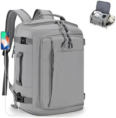 Produktbild von PromoHome® Erweiterbarer Reiserucksack Handgepäck 40x30x20 cm 25L auf 30L Laptoprucksack 15,6 Zoll USB-Ladeanschluss