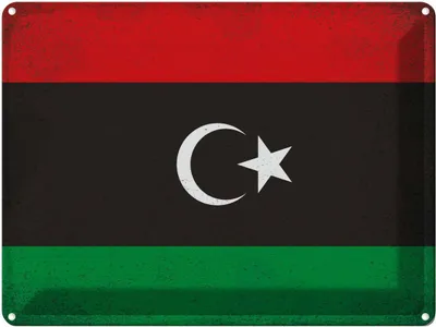 Produktbild von vianmo Blechschild 30x40 cm Libyen Libya Flagge Fahne Wappen
