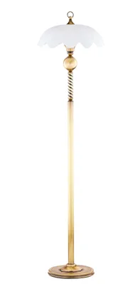 Produktbild von JUPITER Stehleuchte JUPITER 1-flammig Messing Patiniert Weiß E27 Klassisch Stahl Glas