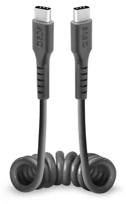 Zdjęcie produktu dla SBS TECABLETYPCCSK USB-C kabel spiralny - USB-C 0.5m - czarny