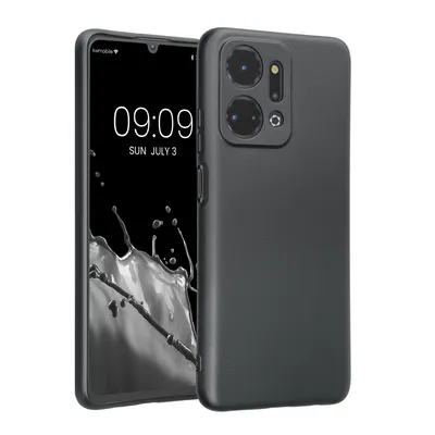 Produktbild von kwmobile Handyhülle kompatibel mit Honor X7a Hülle - weiche Silikon Case metallisch schimmernd in Metallic Grau