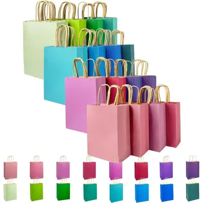 Produktbild von Krafttaschen mit Griffen 21x15x8cm 32 Stück 16 Farben