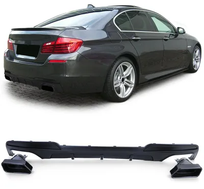 Für BMW F10 F11 535 10-17 Heckdiffusor Stoßstange + 550 Optik Endrohre Schwarz in der Farbe Schwarz von Carparts-Online GmbH