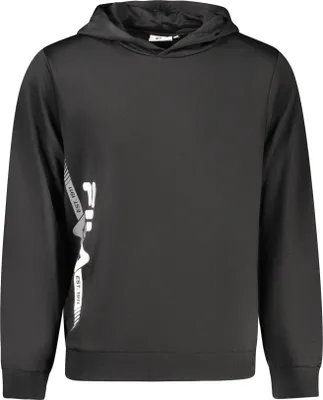 Produktbild von Schwarzer Herren-Hoodie, Regular Fit mit Aufdruck und angerautem Stoff