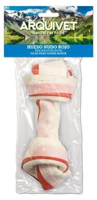 Obrázok produktu pre Arquivet uzlík v tvare kosti, červený, pamlsky pre psov, 11 cm