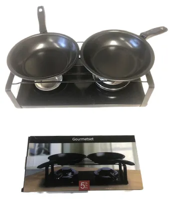 Produktbild von Gourmet Set  2 Bratpfannen 2 Einstellbare Brenner
