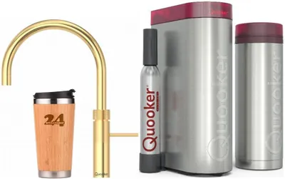 Produktbild von »QUOOKER FUSION ROUND Festauslauf 24 Karat Gold Edition VAQ PRO3 mit CUBE 2 *Der Wasserhahn, der alles kann! (3FRGLDCUBE)« (2-St) 100°C Kochendwasser