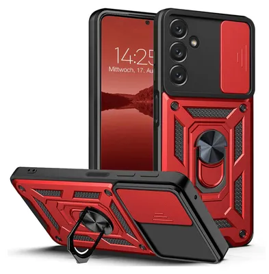 Produktbild von Armor Handyhülle für Samsung Galaxy A14 / A14 5G Kameraschutz Handy Panzer Case Cover Schutzhülle Outdoor Farbe: Rot