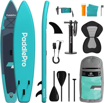 Produktbild von LifeGoods SUP Board Touring - 165 KG Tragkraft - 365 x 76 cm - Aufblasbar - Mit Sitz - Komplettes SUP Paket - Türkis