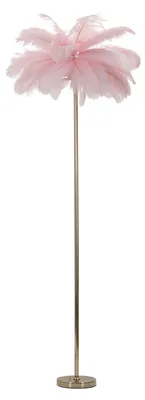 Immagine prodotto di Lampada da Terra Palm Rosa - Piantana 3 Luci E14 in Metallo Dorato e Paralume con Piume Rosa Ø 55x160 cm