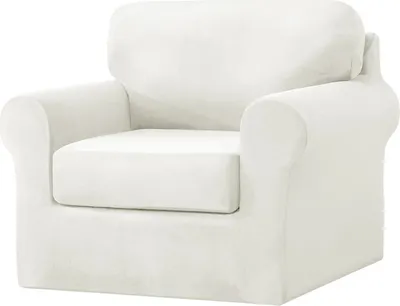Produktbild von (Weiß) 3-teiliger Stretch-Sofabezug, 1-Sitzer-Couchbezug mit separaten Rückenlehnen und Kissen mit Gummiband