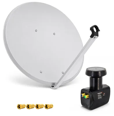 Produktbild von PremiumX SAT Anlage 100cm Antenne Aluminium Twin LNB 4x F-Stecker