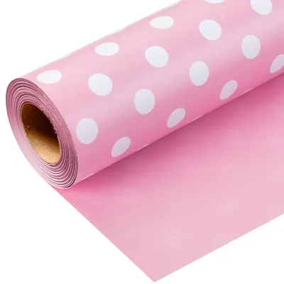 Produktbild von Geschenkpapierrolle mit weißen Punkten, rosa, 43 cm x 10 m
