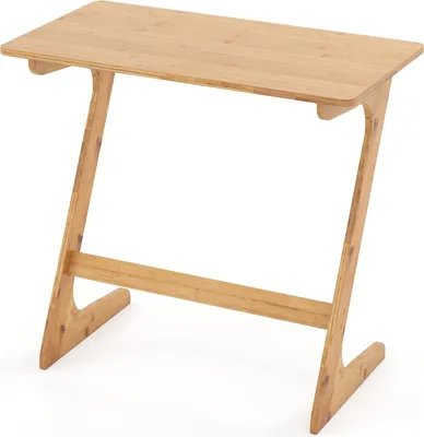 Produktbild von Z-förmiger Beistelltisch aus Bambus - Platzsparender Couchtisch