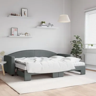 Zdjęcie produktu dla Maison Exclusive – rozkładana sofa z materacem, kolor ciemnoszary, 80 x 200 cm, obicie z tkaniny