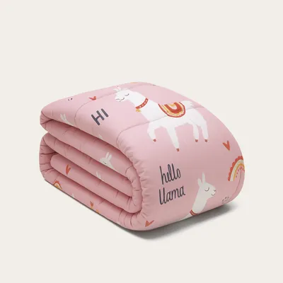 Produktbild von HappyBed - Bettdecke aus 100% Baumwolle 140x200 cm - Waschbare Bettdecke ohne Bezug - Bedruckte Bettdecke ohne Bezug - Bettwäsche - Lizzy Lama