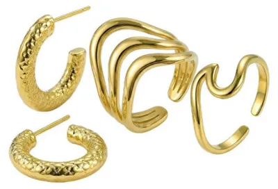 Produktbild von Vergoldetes Schmuckset VWS260868G ( 2 x Ring, Ohrringe)