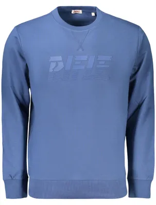 Produktbild von Blaues Herren-Langarm-Sweatshirt ohne Reißverschluss - Rundhals & Logo