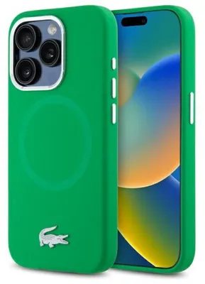 Zdjęcie produktu dla Etui Lacoste Croco Logo Silicone do iPhone 15 Pro zielony