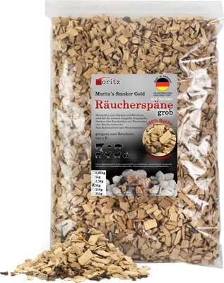 Produktbild von Moritz 5kg Räucherspäne Buche mit Nelke grob 6 -12 mm Räuchern I Kalträuchern von Fisch Fleisch Wurst Käse Gemüse auch für BBQ I Grill - Räuchermehl