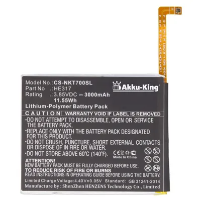 Immagine prodotto di Batteria compatibile con Nokia HE317 - Li-Polimero 3000mAh - per modelli 7, 7 Premium Edition, 7 Premium Edition Dual SIM, HMD C1N HE316 TA-1021 TA-1033 TA-1000