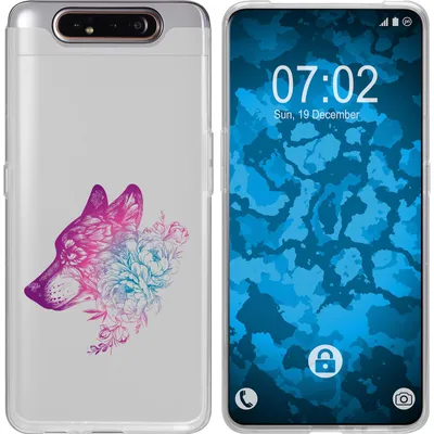Produktbild von PhoneNatic Case kompatibel mit Samsung Galaxy A80 Silikon-Hülle Floral Wolf M3-6