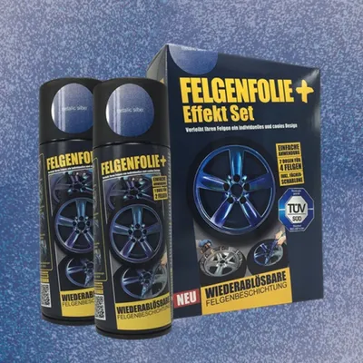 Produktbild von mibenco Felgenfolie + Effekt Set 2×400 ml Silber Metallic – Sprühfolie