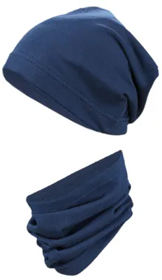 Produktbild von TupTam Kinder Beanie Mütze Schlauchschal Set Übergangszeit, Farbe: Dunkelblau, Größe: 48-50